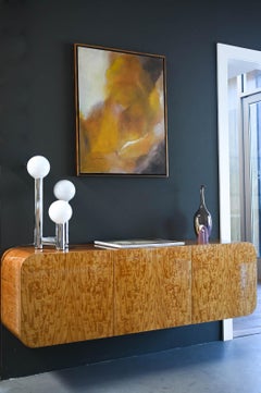 Floating Burlwood Buffet or Credenza by Janet Schweitzer for Pace Collection
