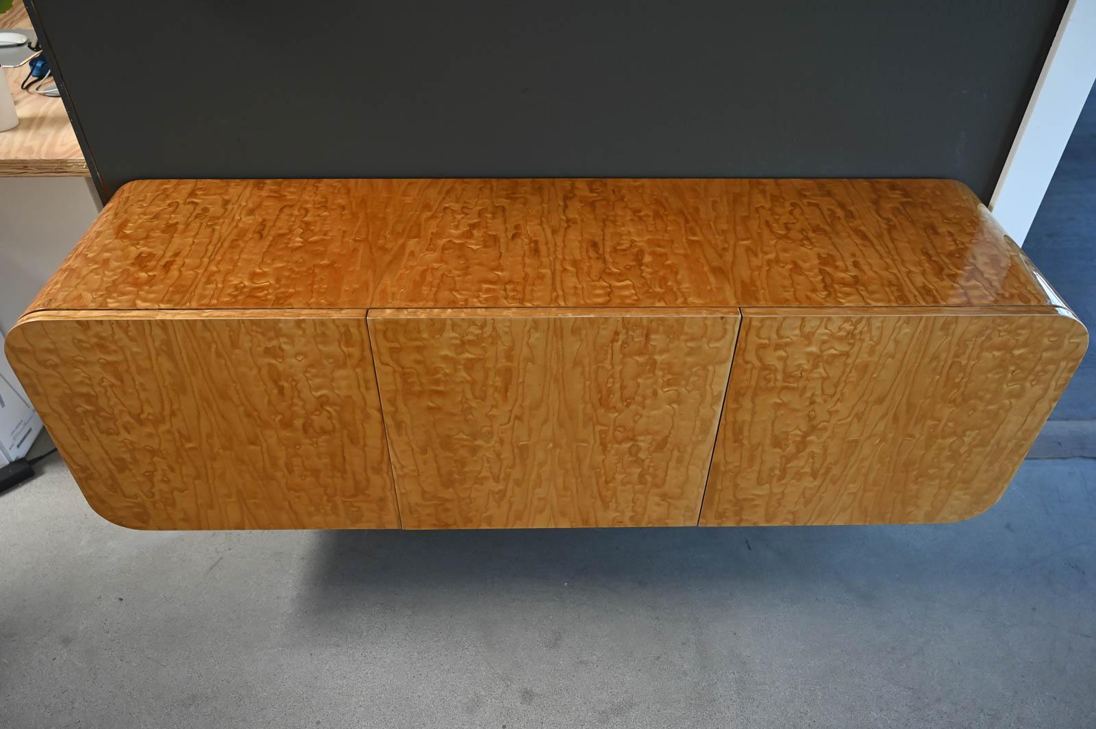 Late 20th Century Floating Burlwood Buffet or Credenza by Janet Schweitzer for Pace Collection For Sale