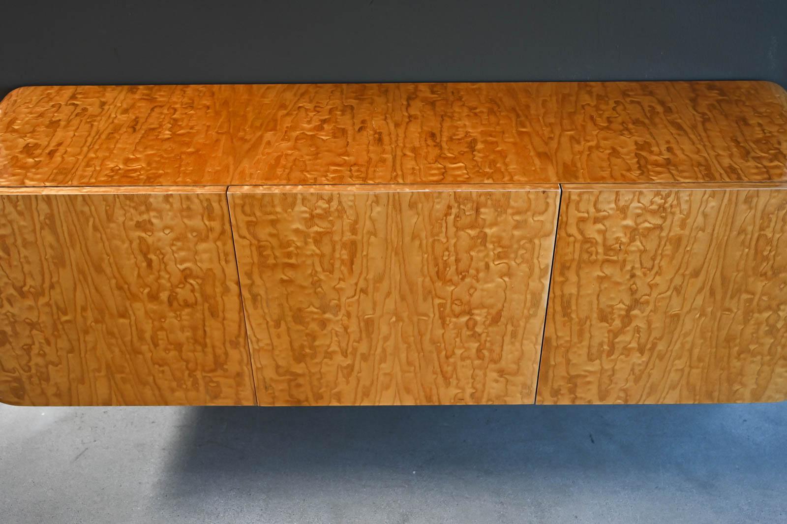 Floating Burlwood Buffet or Credenza by Janet Schweitzer for Pace Collection 1