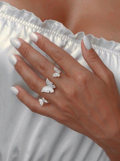 Schwebende Schmetterlinge 2 in 1 Ring mit Diamant in 18 Karat Roségold