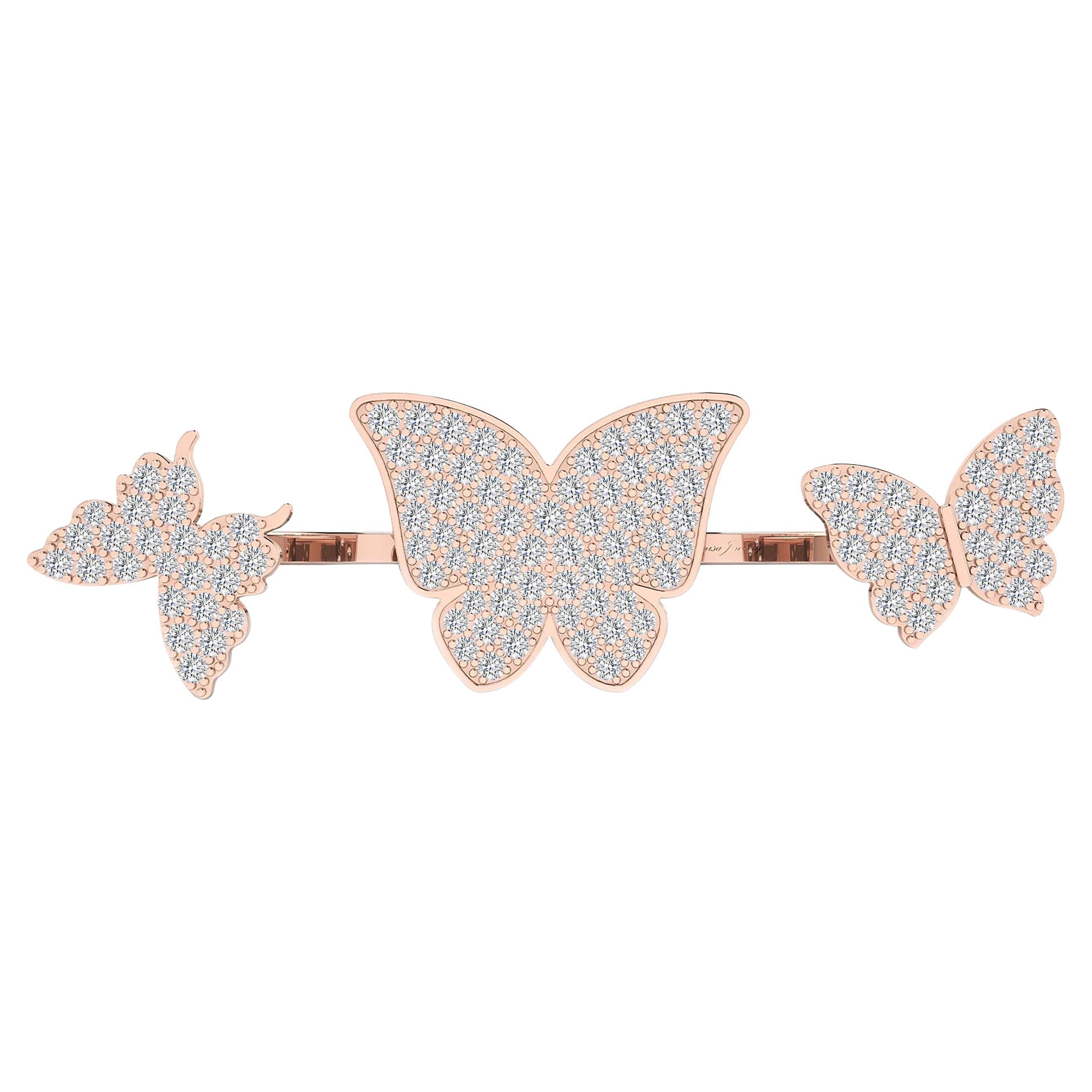 Floating Butterflies 2 in 1 Ring with Diamond in 18 Karat Rose Gold