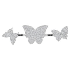 Floating Butterflies 2 in 1 Ring with Diamond in 18 Karat White Gold