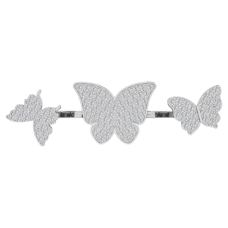 Floating Butterflies 2 in 1 Ring with Diamond in 18 Karat White Gold For Sale