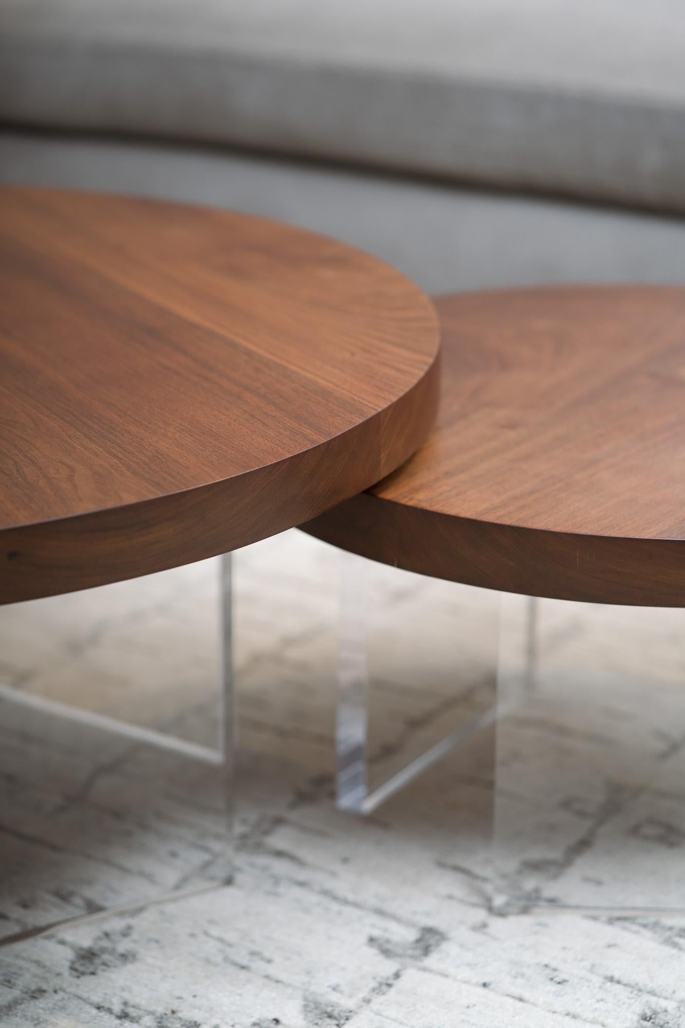 Floating Coffee Table Nesting Set in Black Walnut by Autonomous Furniture For Sale 2