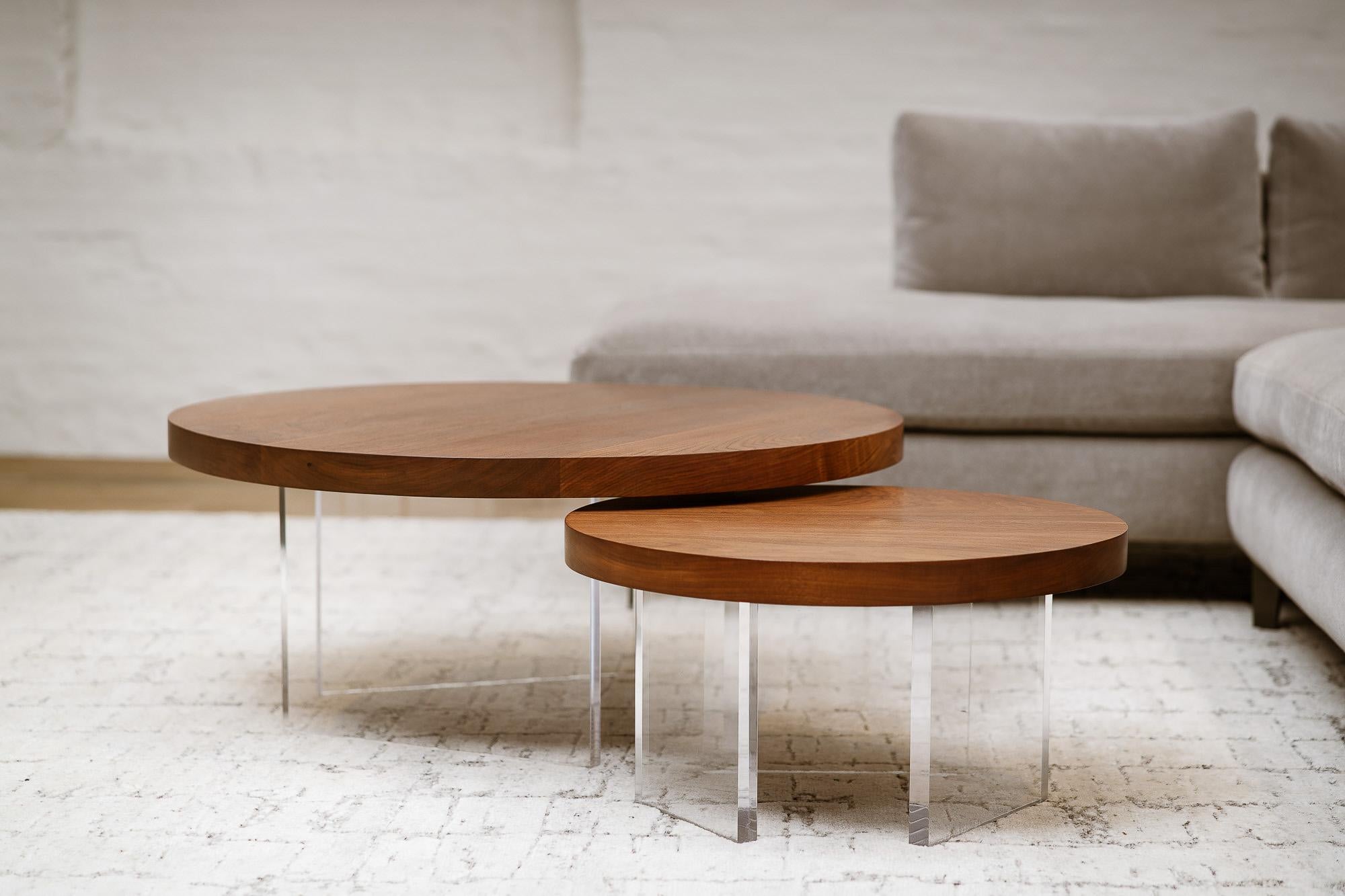 Modern Floating Coffee Table Nesting Set in Black Walnut by Autonomous Furniture For Sale
