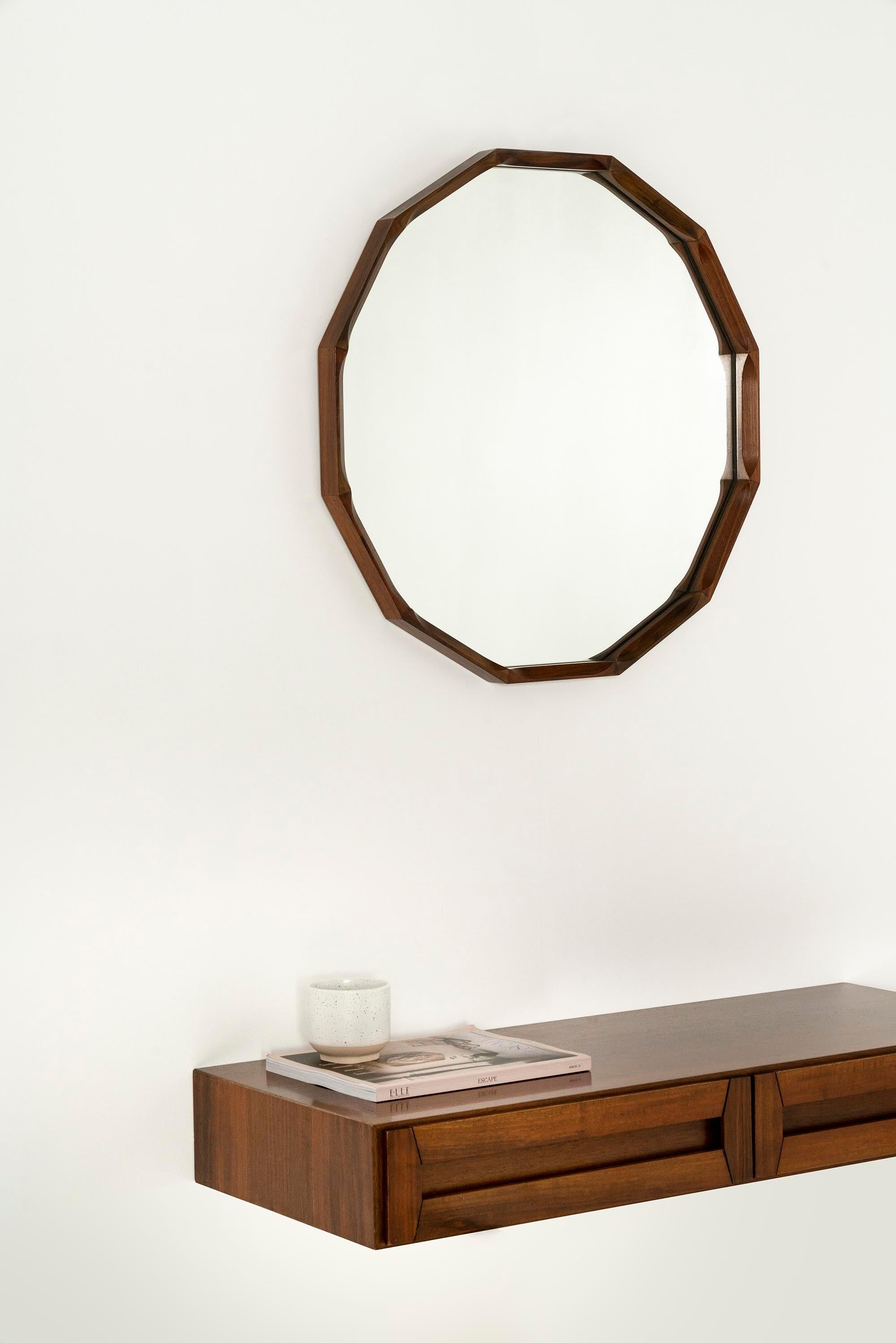 Italian Floating Console with Mirror in Walnut by Dino Cavalli, Italy 1960s