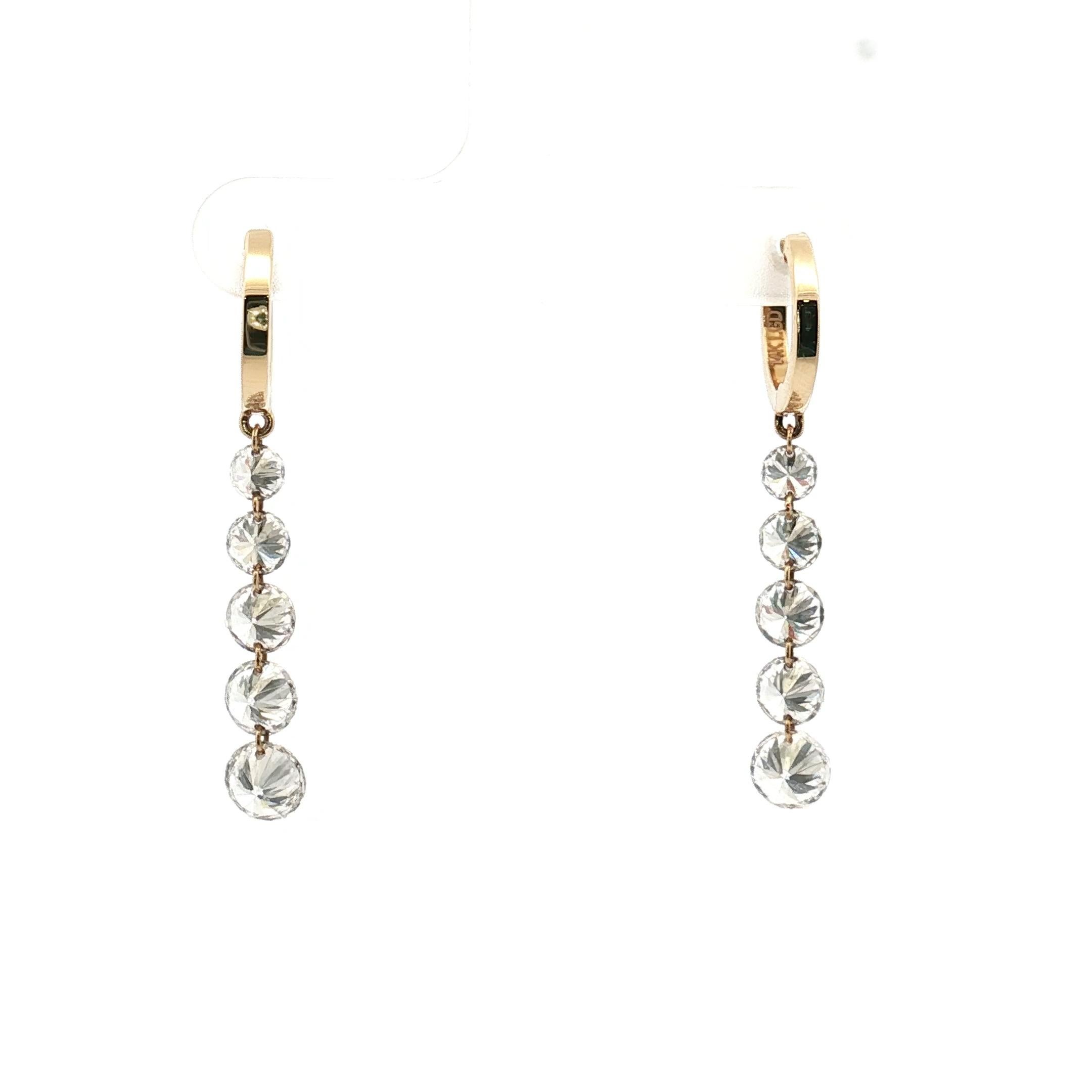 Crisscut Orecchini a goccia a catena con cristalli fluttuanti in oro giallo 14K in vendita