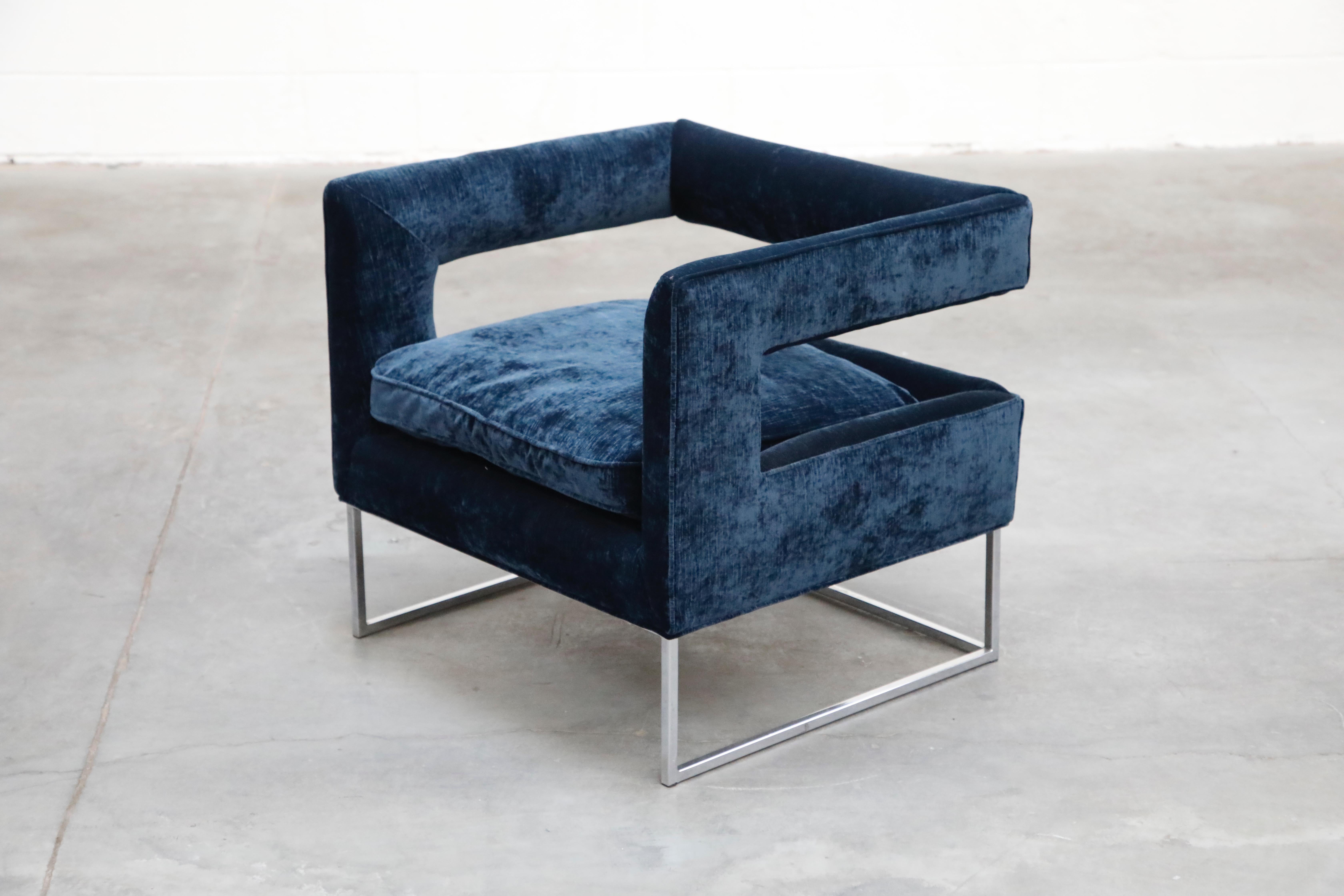 American Floating Cubist Armchair by Flair for Bernhardt, Style of Milo Baughman, 1970s