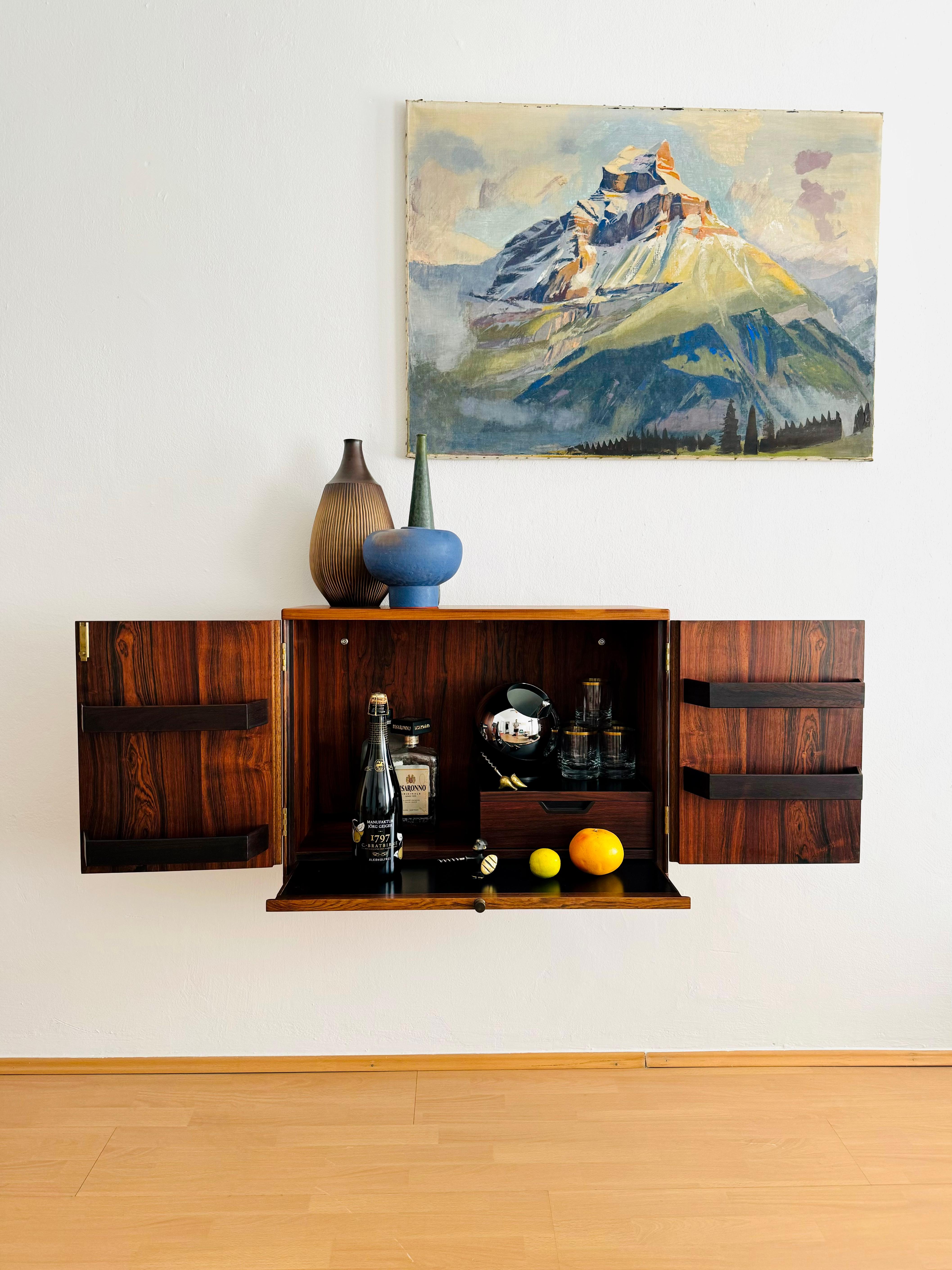 Floating Danish Wall Bar Cabinet by Svend Langkilde For Sale 4