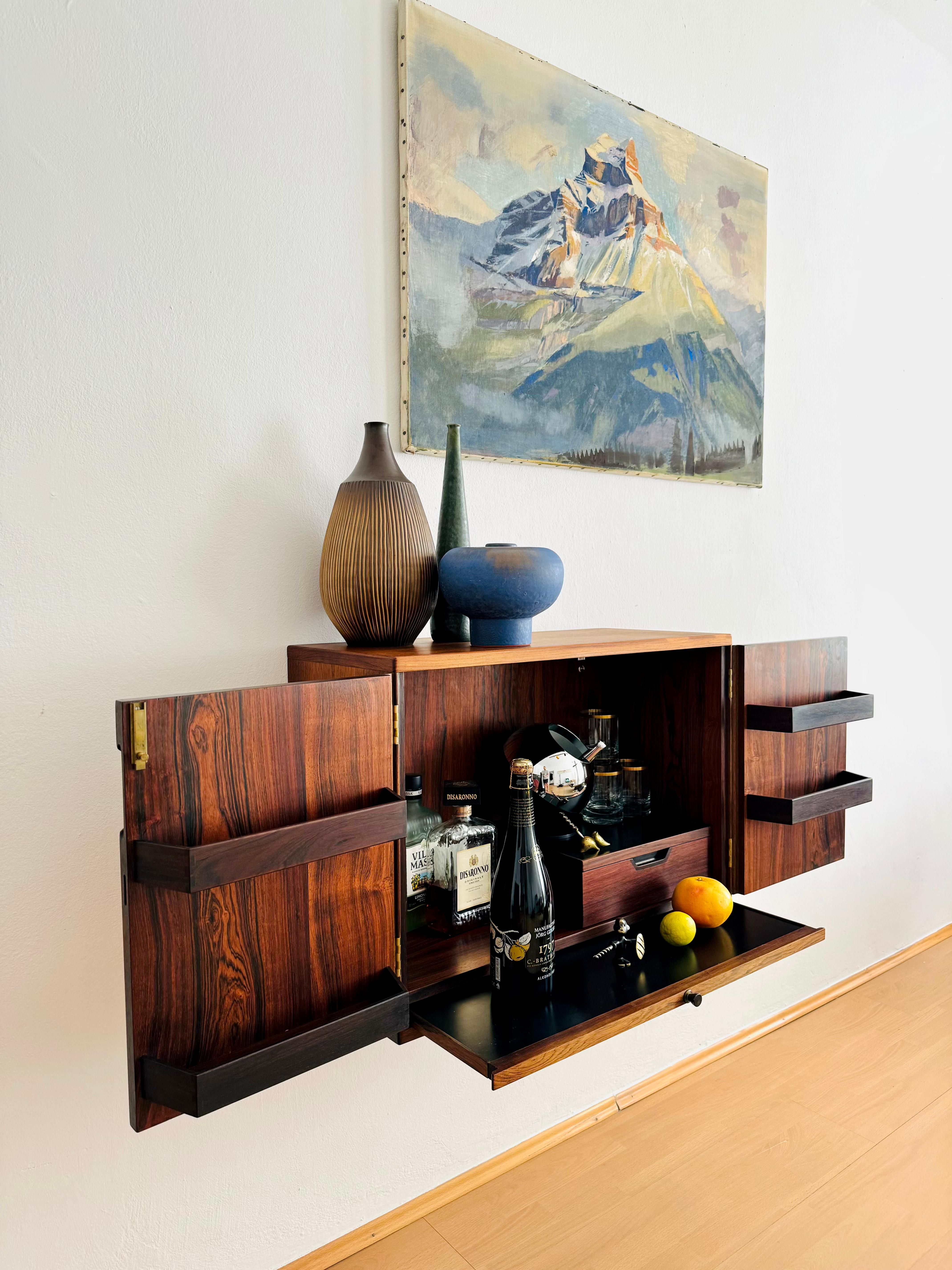 Floating Danish Wall Bar Cabinet by Svend Langkilde For Sale 5