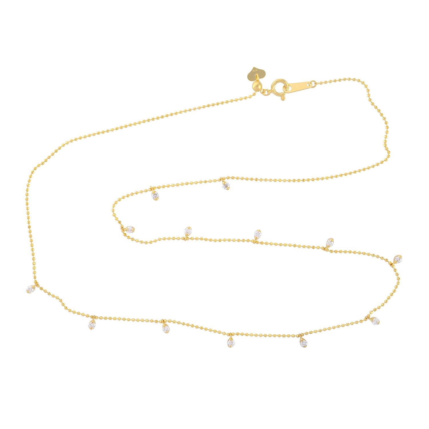 Moderno Collana girocollo con diamante fluttuante in oro 18 carati in vendita