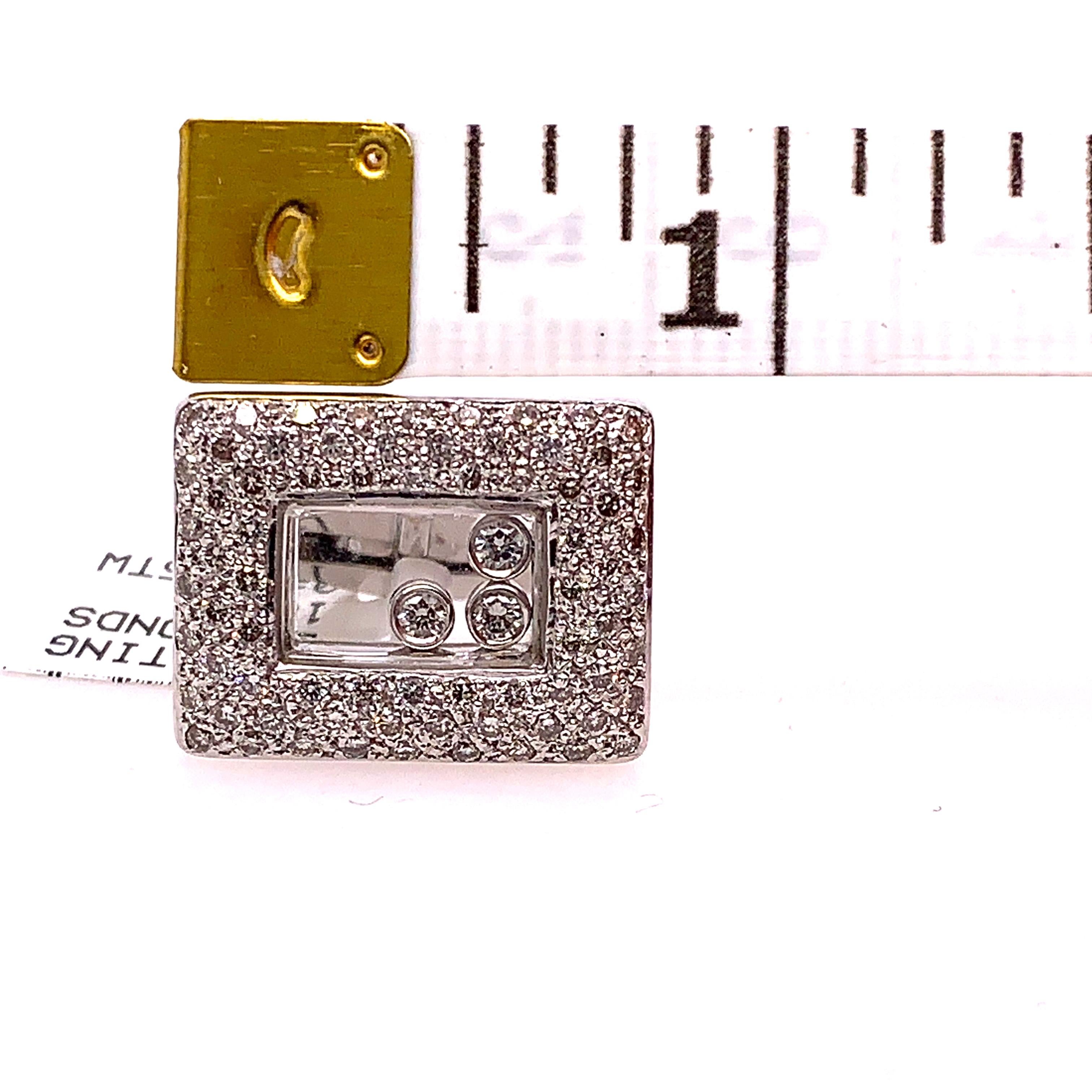 Floating Diamond and White Gold Cufflinks In Good Condition For Sale In New York, NY