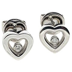Floating Diamond Heart Earrings, 0.05ct F/VS in 18ct White Gold