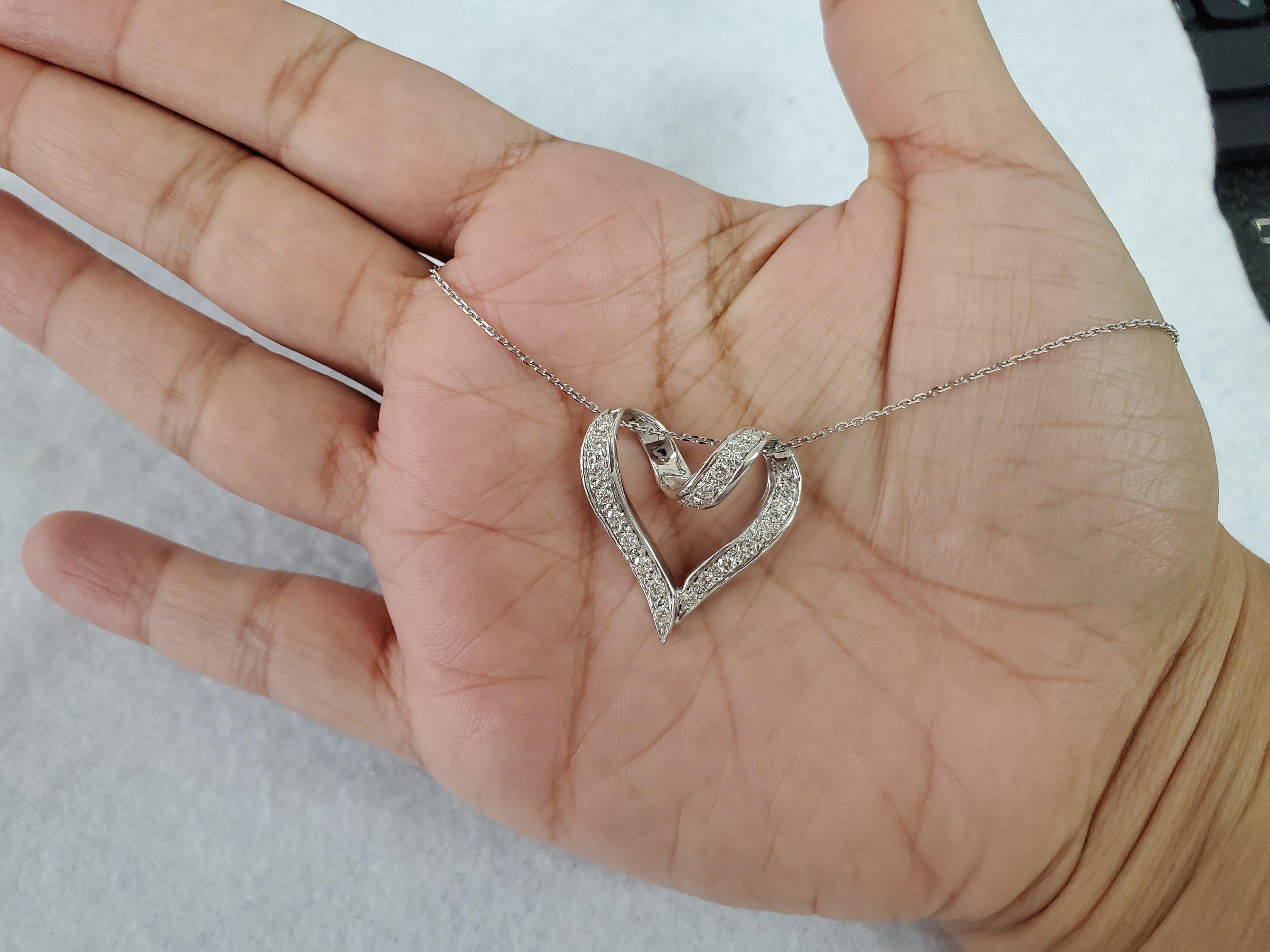 De las mujeres Collar Corazón Diamante Flotante Oro Blanco 14k en venta