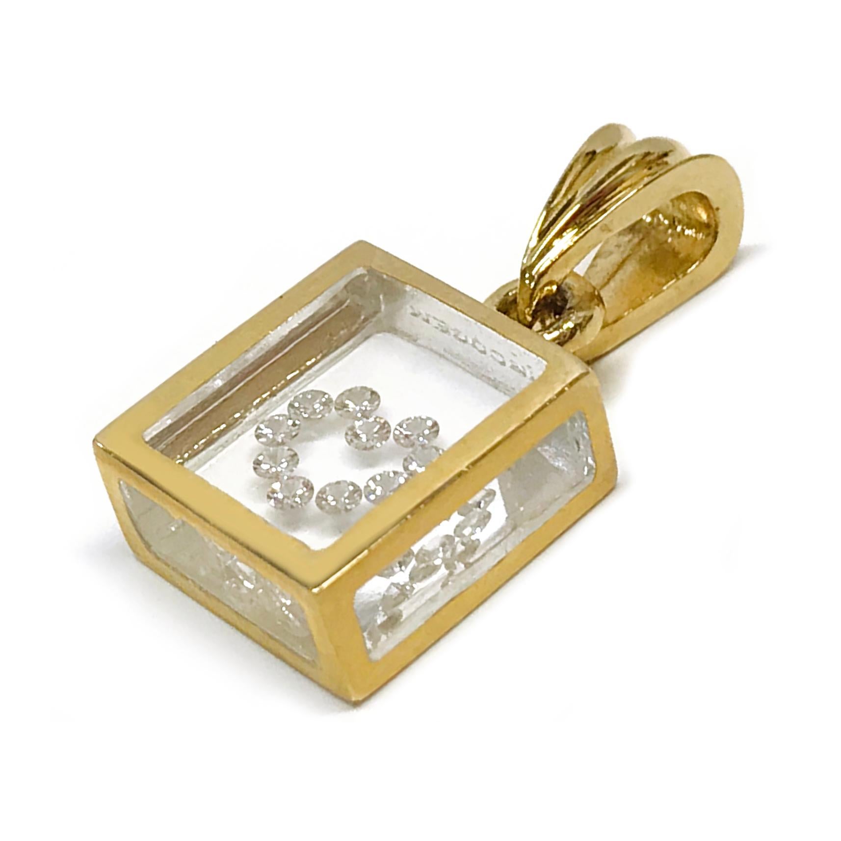 Moderne Pendentif en forme de cœur flottant en diamant 14 carats en vente