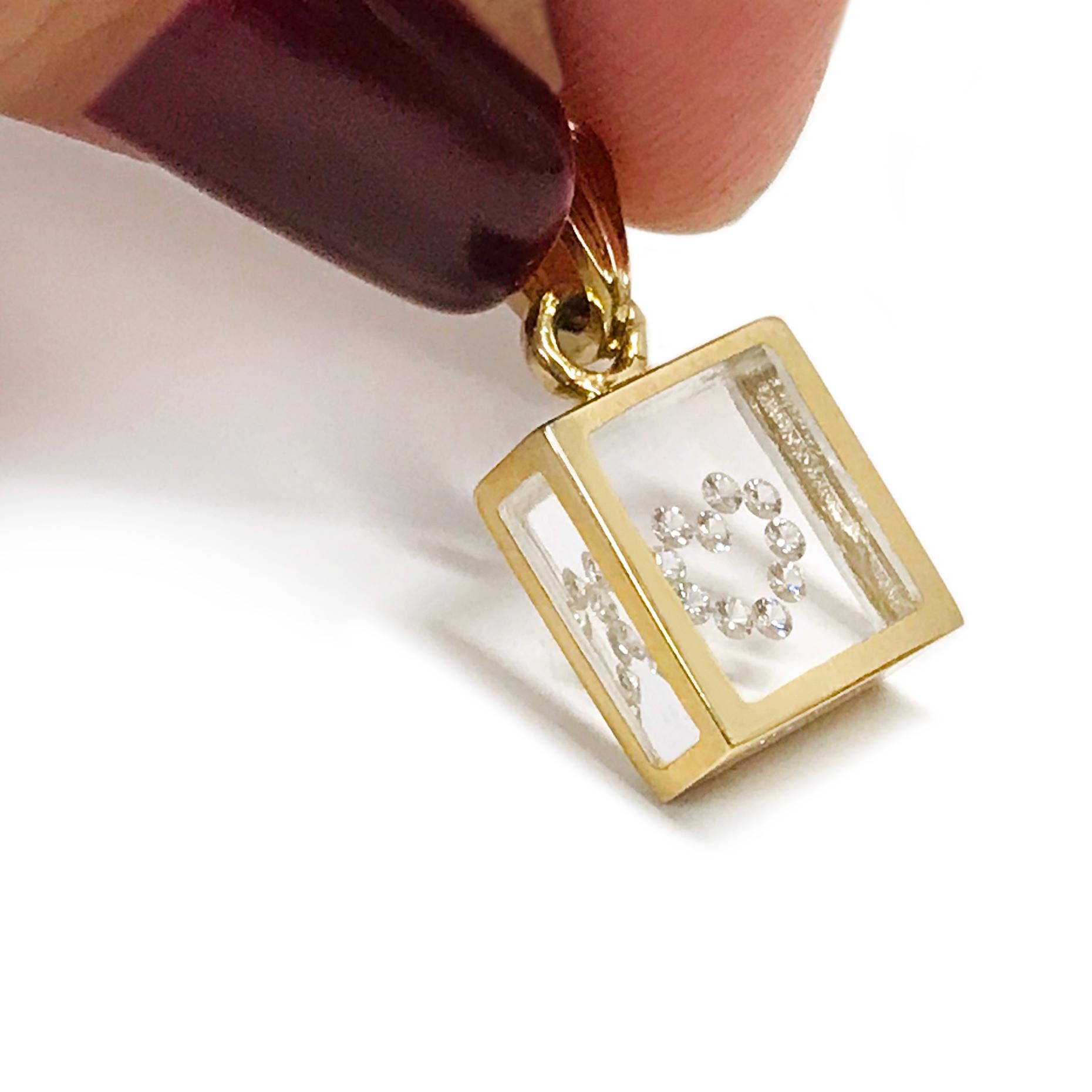 Pendentif en forme de cœur flottant en diamant 14 carats Neuf - En vente à Palm Desert, CA