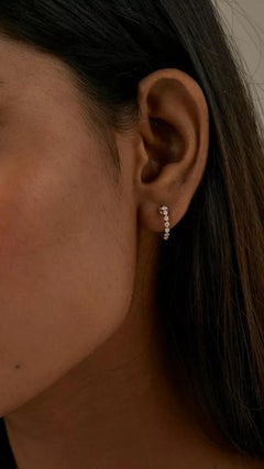 Floating Diamond Hoops Earring 14k Solid Gold