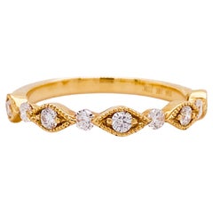 Floating Diamond Marquise Alternating Stacking Band, 0.32 Carat, 18k Yellow Gold