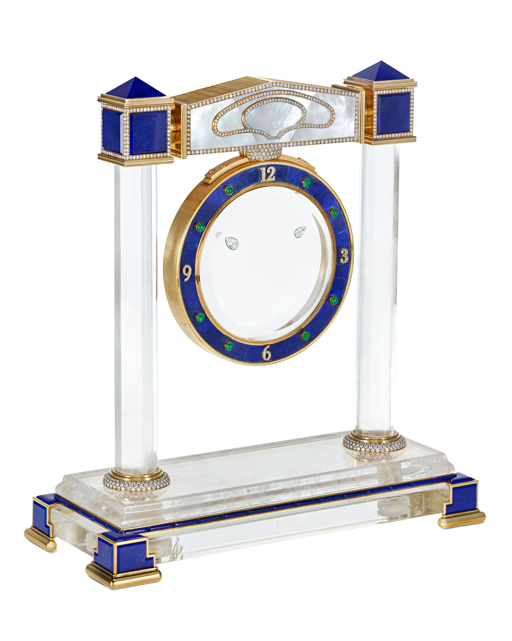 Floating Diamond Mystery Clock
Movement by Paul Gerber, Case by G. R. Dorschfeldt
Completed in 1994

Movement signed 