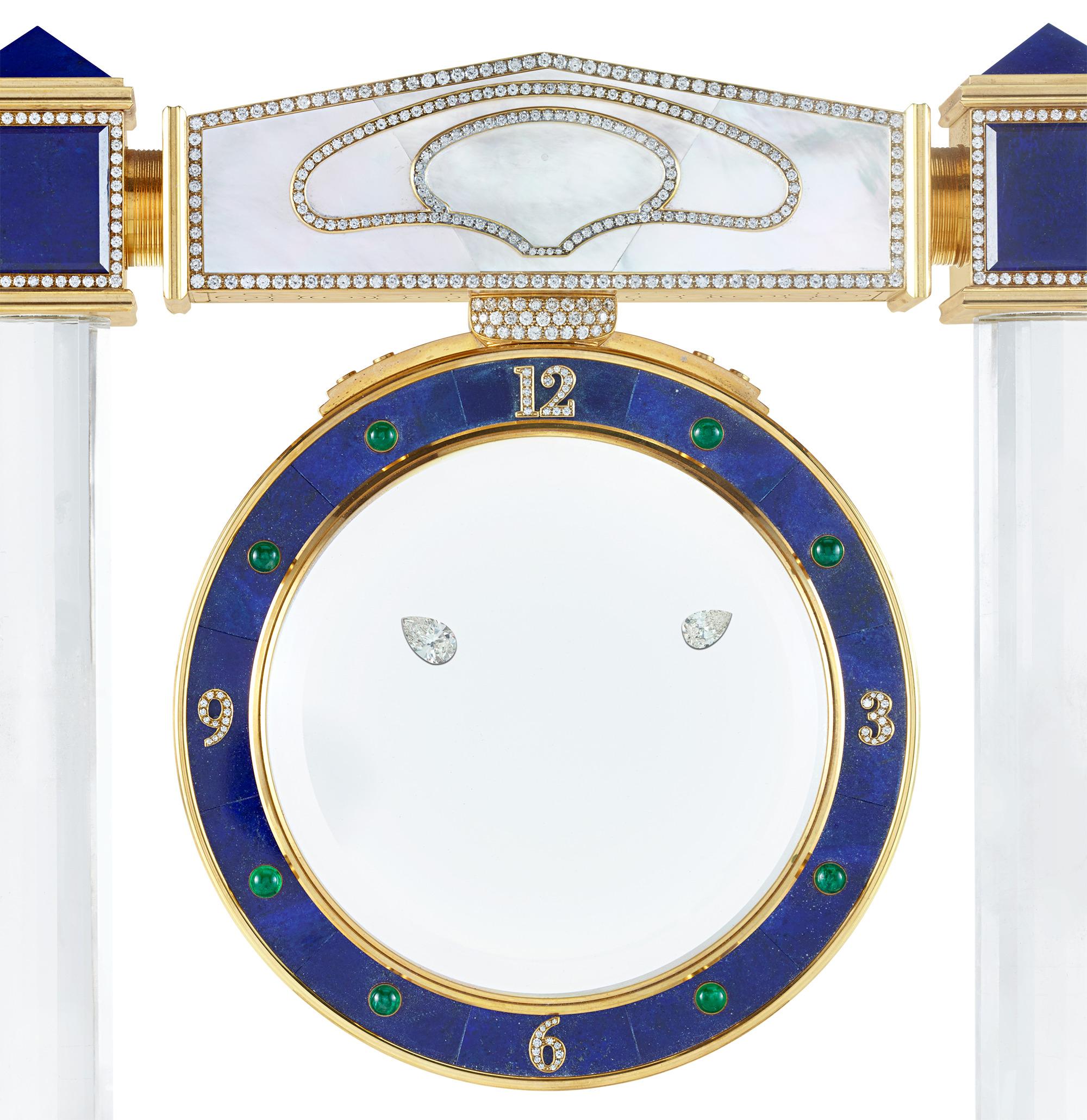 Swiss Floating Diamond Mystery Clock For Sale