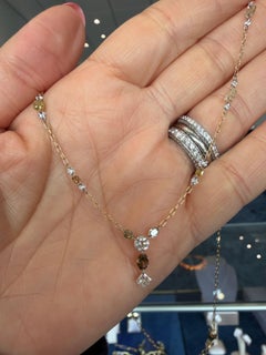 Floating Diamond Neclace "Champagne Firefly #22" by Willow Diamonds