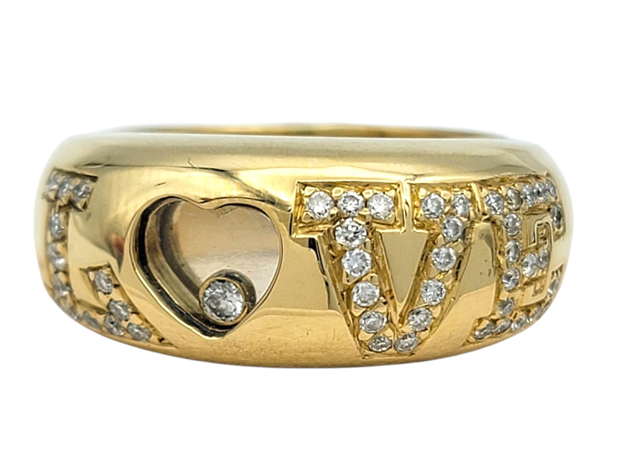 Contemporaneo Anello a fascia con pavé di diamanti fluttuanti in oro giallo 18 carati in vendita