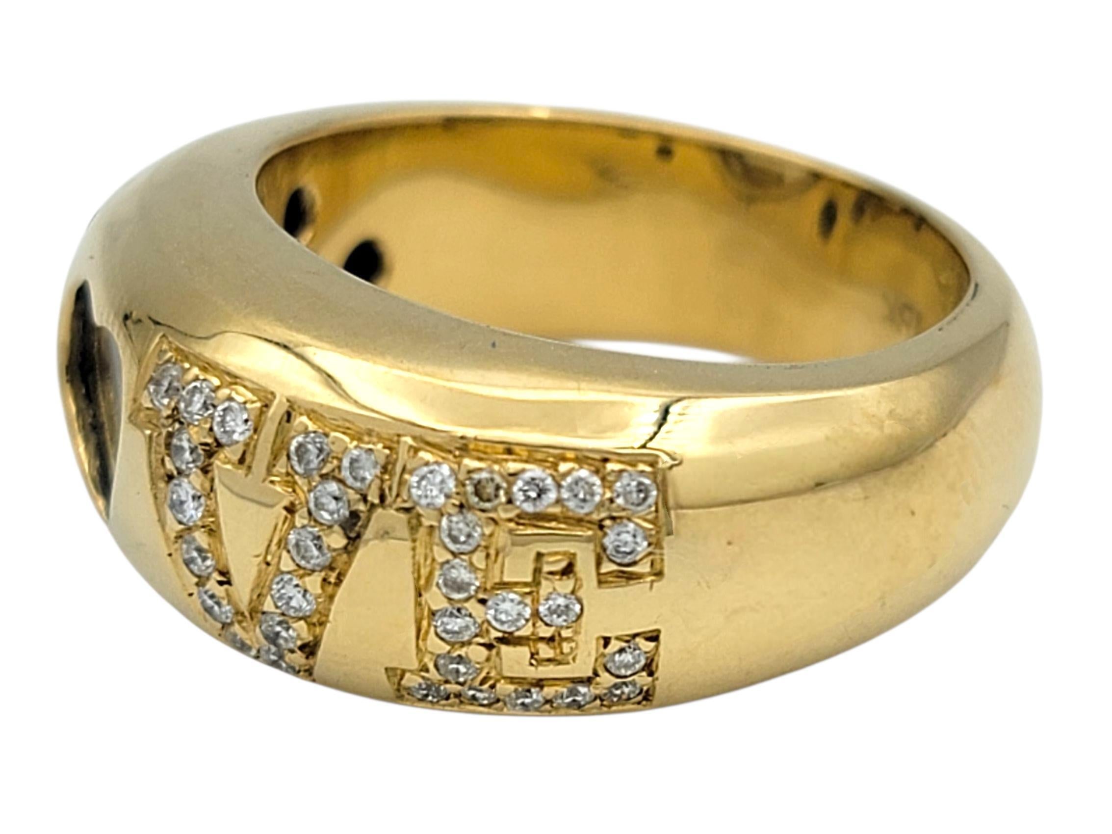 Taglio brillante Anello a fascia con pavé di diamanti fluttuanti in oro giallo 18 carati in vendita