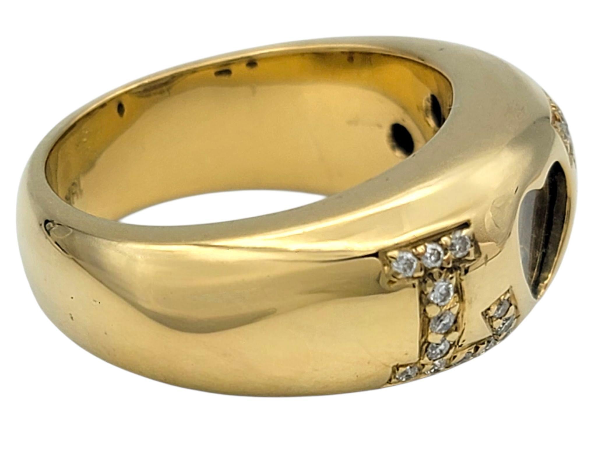 Anello a fascia con pavé di diamanti fluttuanti in oro giallo 18 carati In condizioni buone in vendita a Scottsdale, AZ