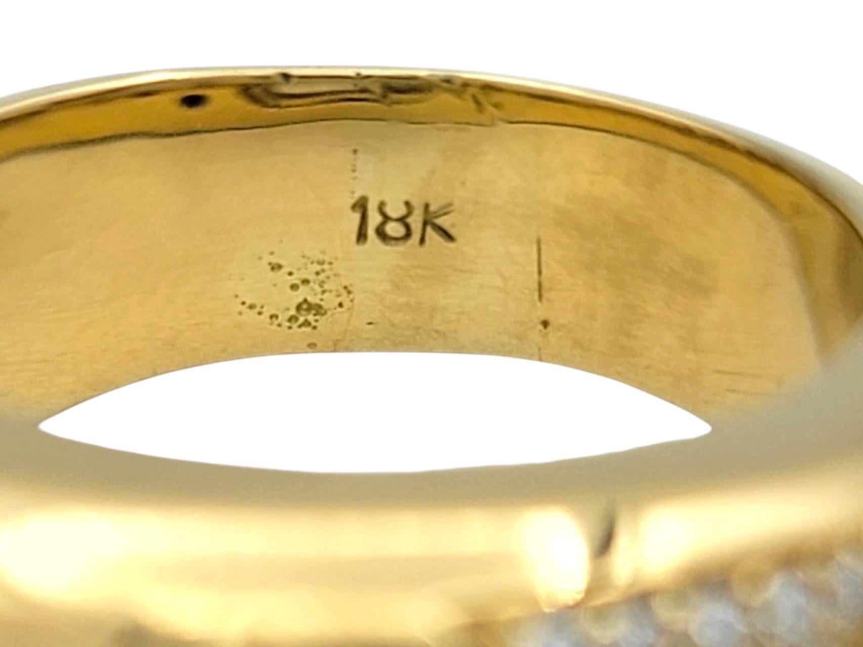 Anello a fascia con pavé di diamanti fluttuanti in oro giallo 18 carati in vendita 1