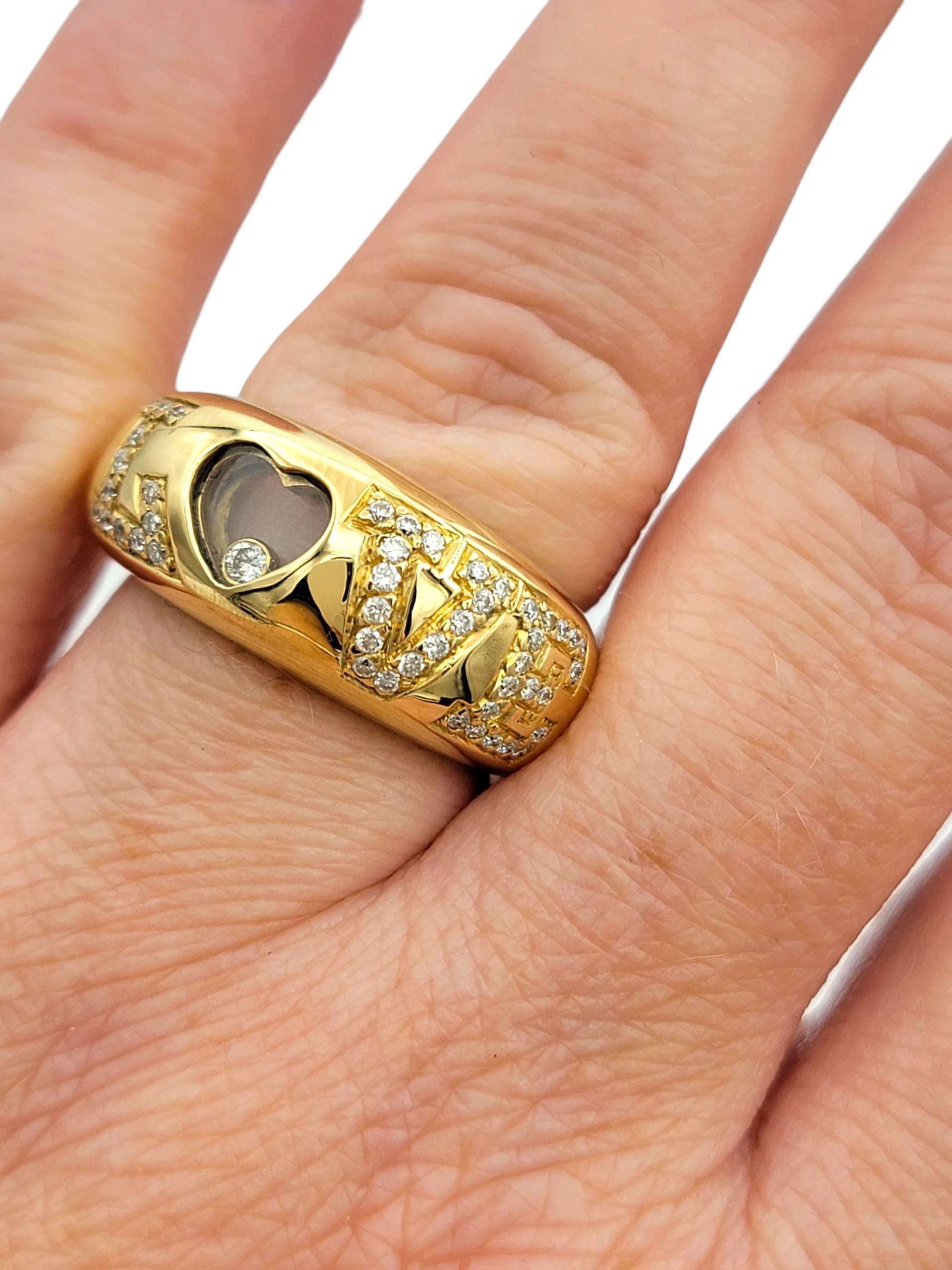 Anello a fascia con pavé di diamanti fluttuanti in oro giallo 18 carati in vendita 2