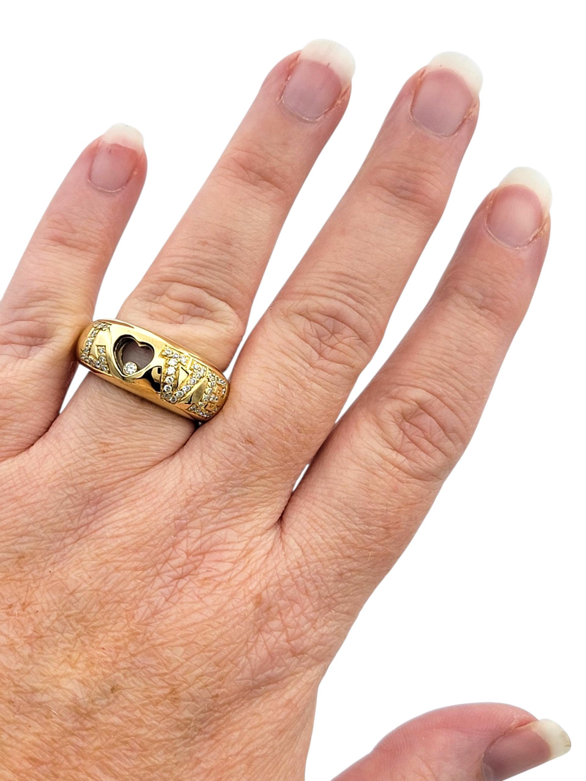 Anello a fascia con pavé di diamanti fluttuanti in oro giallo 18 carati in vendita 3