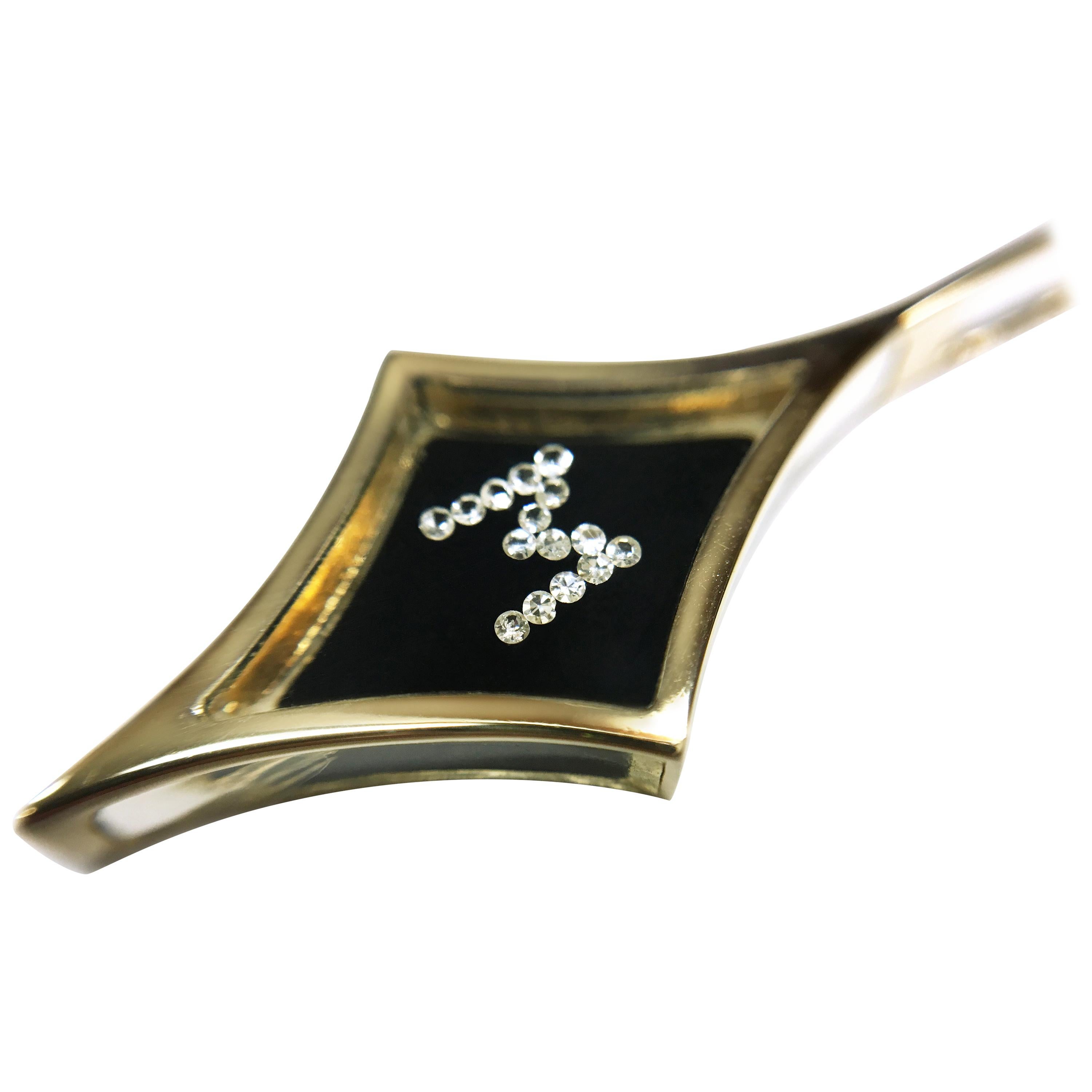 Floating Diamond Pendant, 14 Karat Letter M, circa 1970s