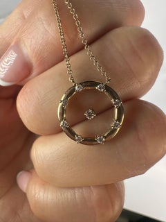 Floating diamond pendant necklace 14KT gold hoop pendant Valentines gift