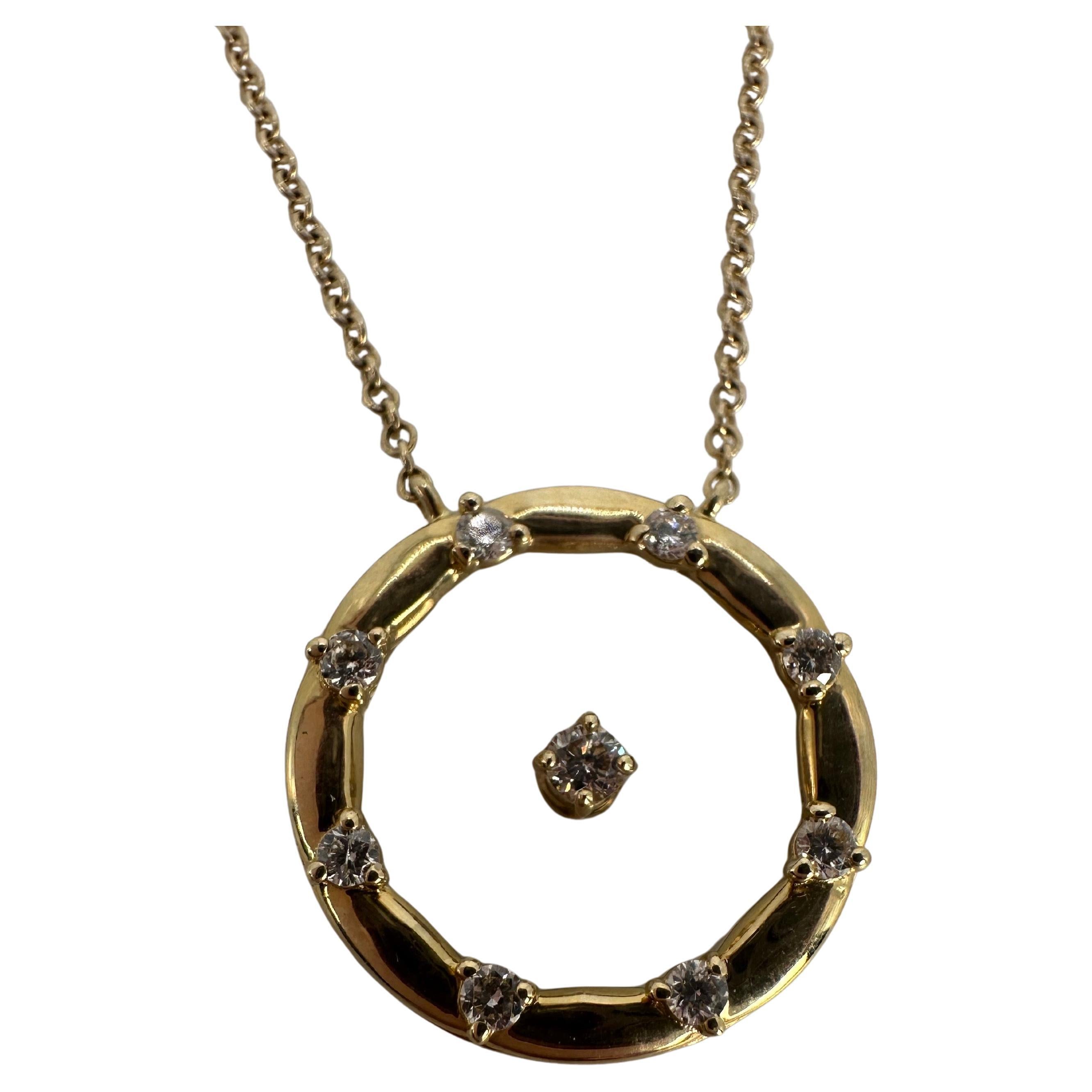 Collana con diamante fluttuante Ciondolo a cerchio in oro 14KT Regalo di San Valentino