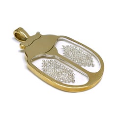 Floating Diamond Scarab Pendant, 14 Karat