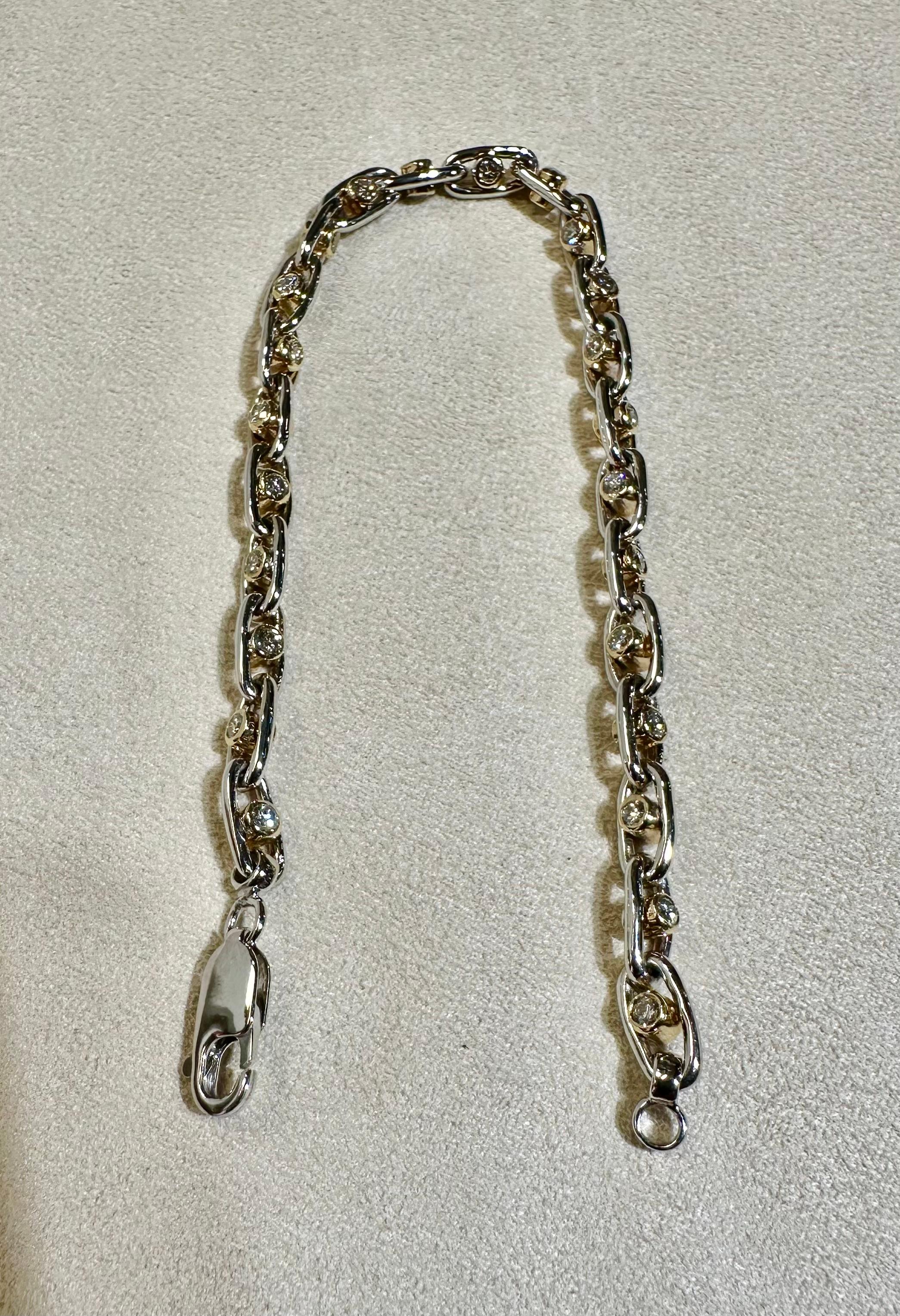 Moderne Bracelet tennis flottant en diamants de 3,00 carats TW, or jaune/blanc 14 carats fabriqué sur mesure en vente