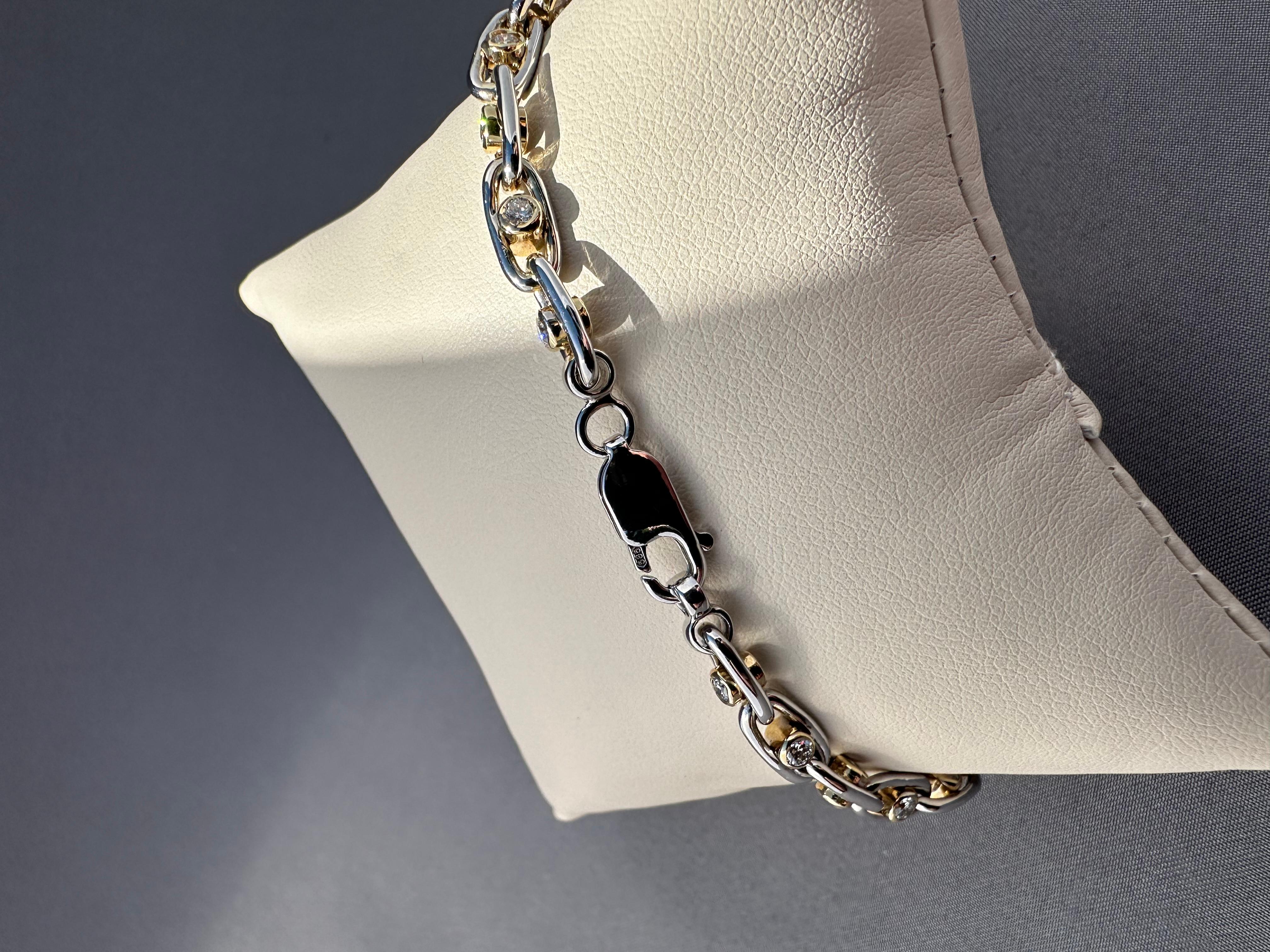 Taille brillant Bracelet tennis flottant en diamants de 3,00 carats TW, or jaune/blanc 14 carats fabriqué sur mesure en vente
