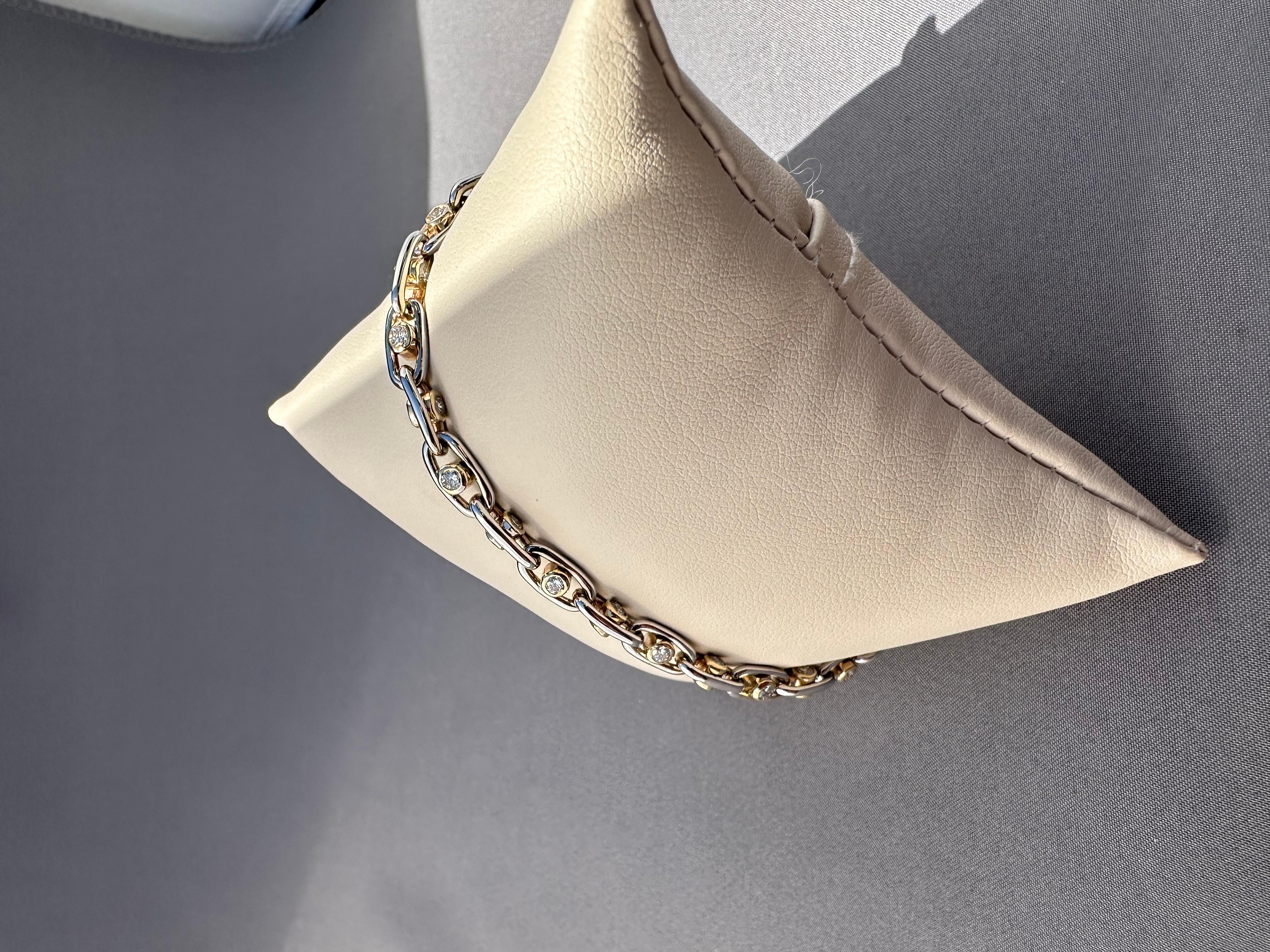 Bracelet tennis flottant en diamants de 3,00 carats TW, or jaune/blanc 14 carats fabriqué sur mesure en vente 1
