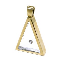 Floating Diamond Triangle Pendant, 14 Karat