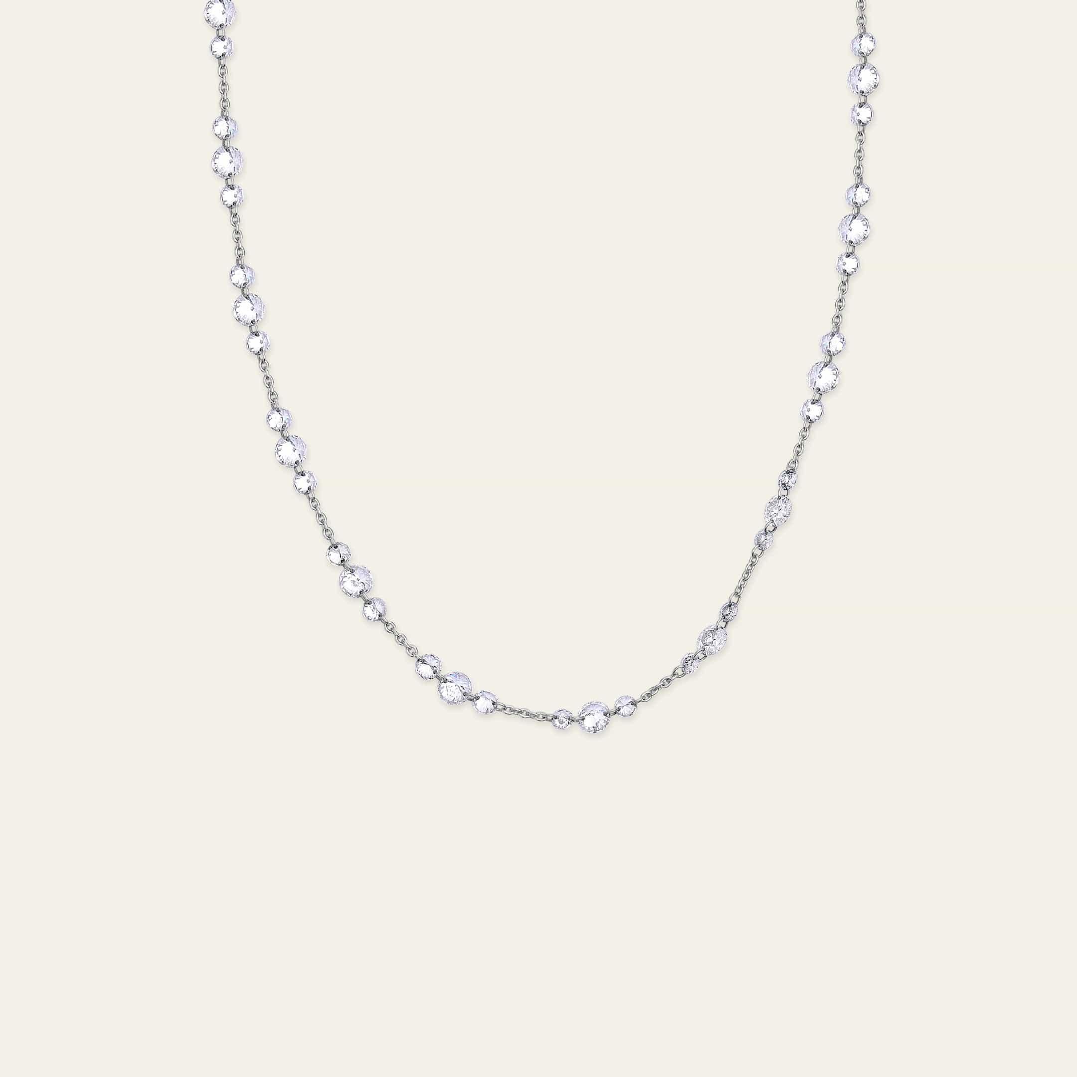 Collar de Tenis Trío de Diamantes Flotantes en Oro Blanco Corte redondo en venta