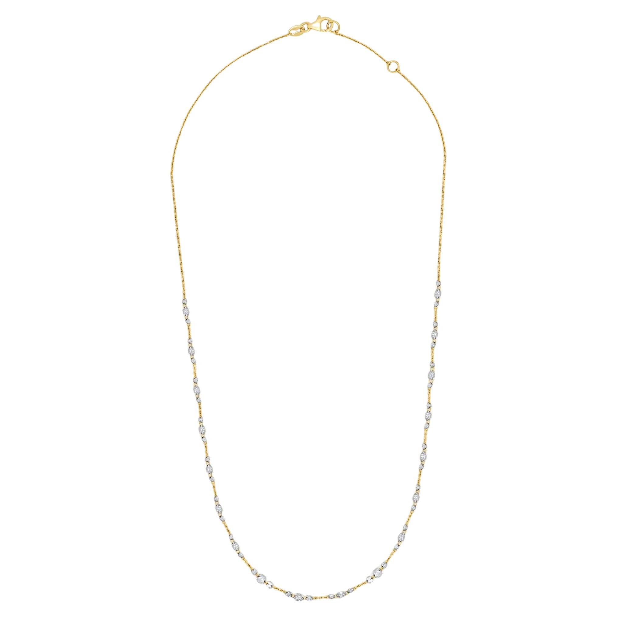 Floating Diamond Trio Tennis Necklace in Yellow Gold