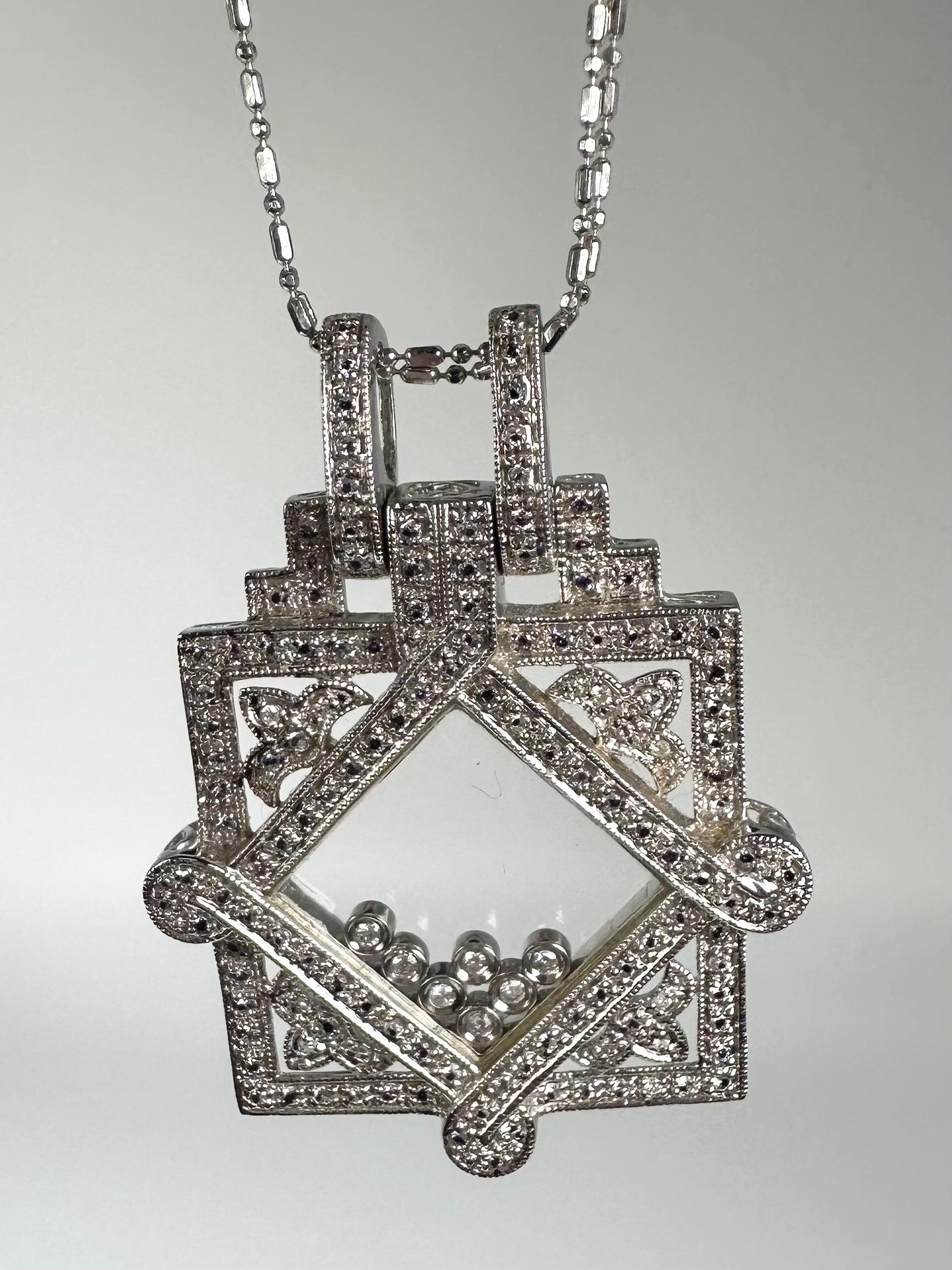 Women's or Men's Floating diamonds pendant necklace 14KT1.18ct diamond pendant necklace 23