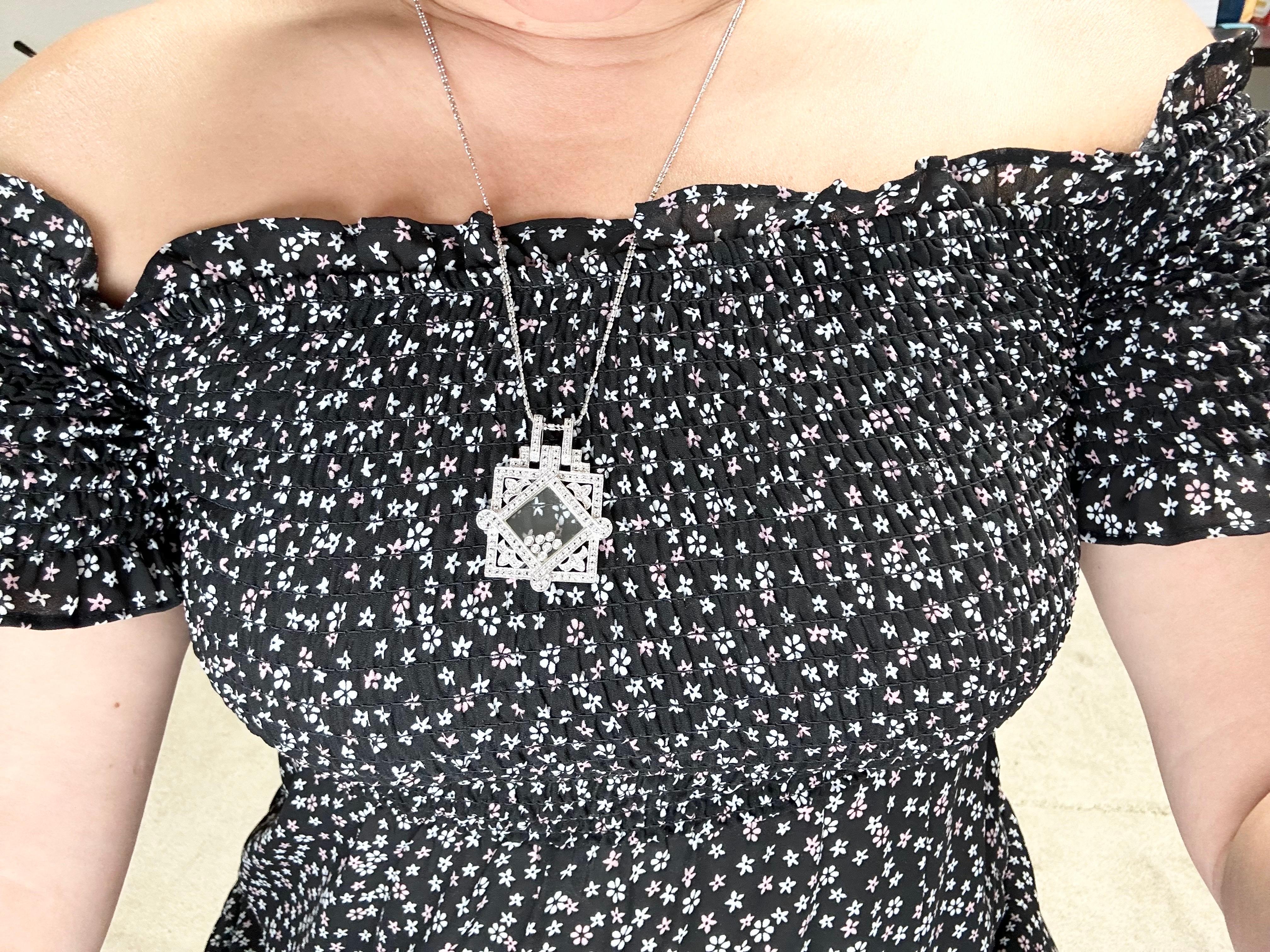Floating diamonds pendant necklace 14KT1.18ct diamond pendant necklace 23