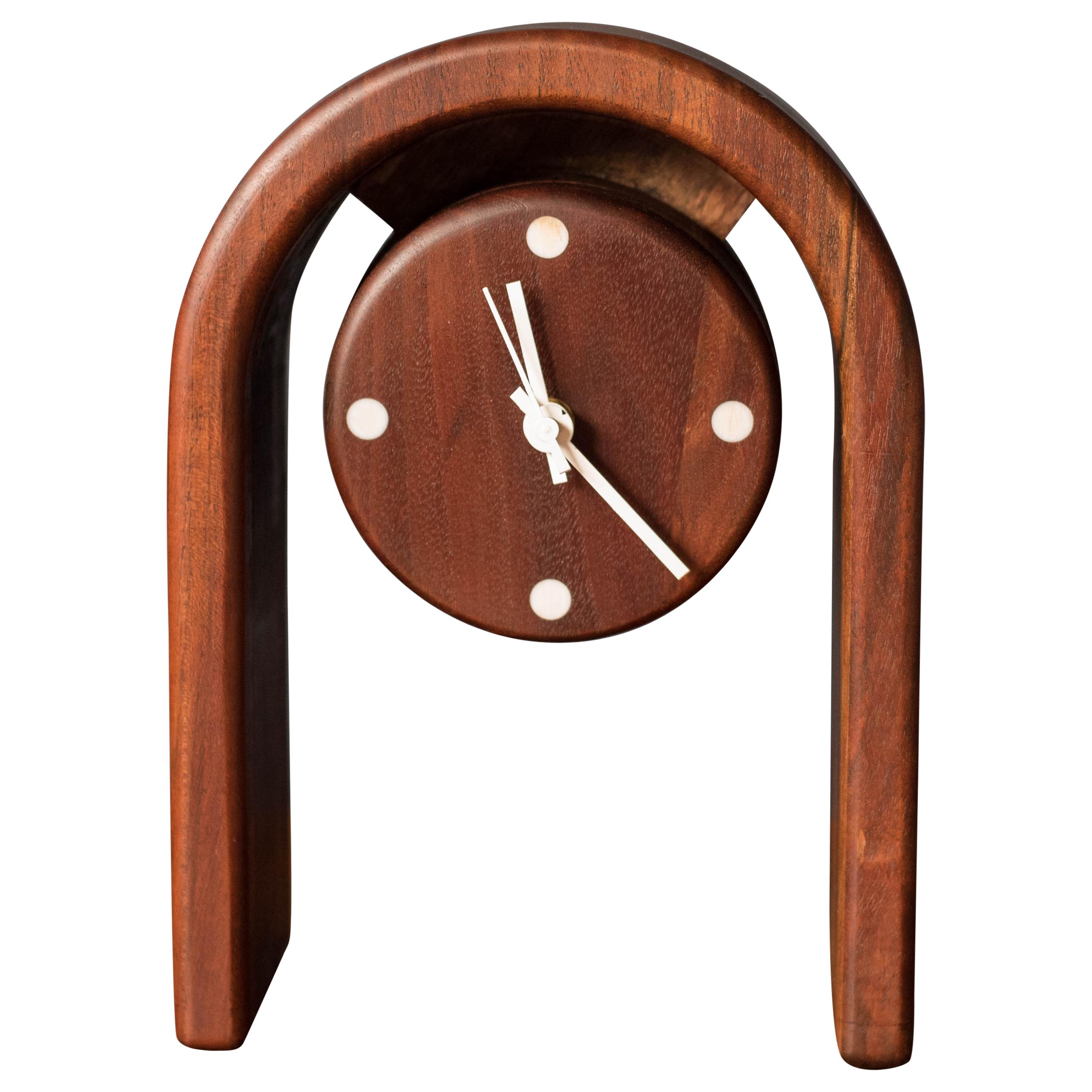 Floating Double Sided Studio Walnut Clock