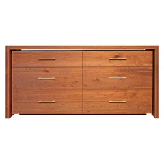 Floating Dresser in Solid American Walnut Brushed Brass by Mark Jupiter