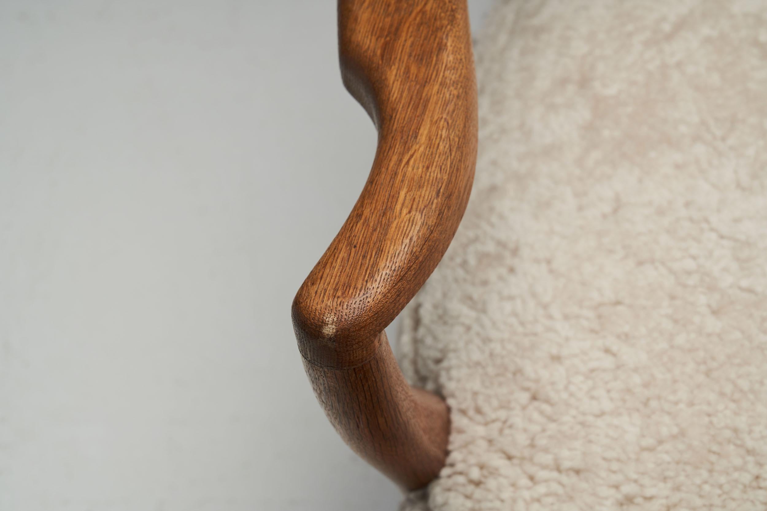 Floating Easy Chair in Sheepskin by Otto Schulz (attr.), Sweden 1940s For Sale 7