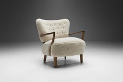 Floating Easy Chair in Sheepskin by Otto Schulz 'attr.', Sweden 1940s