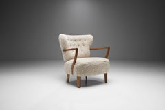 Floating Easy Chair in Sheepskin by Otto Schulz (attr.), Sweden 1940s