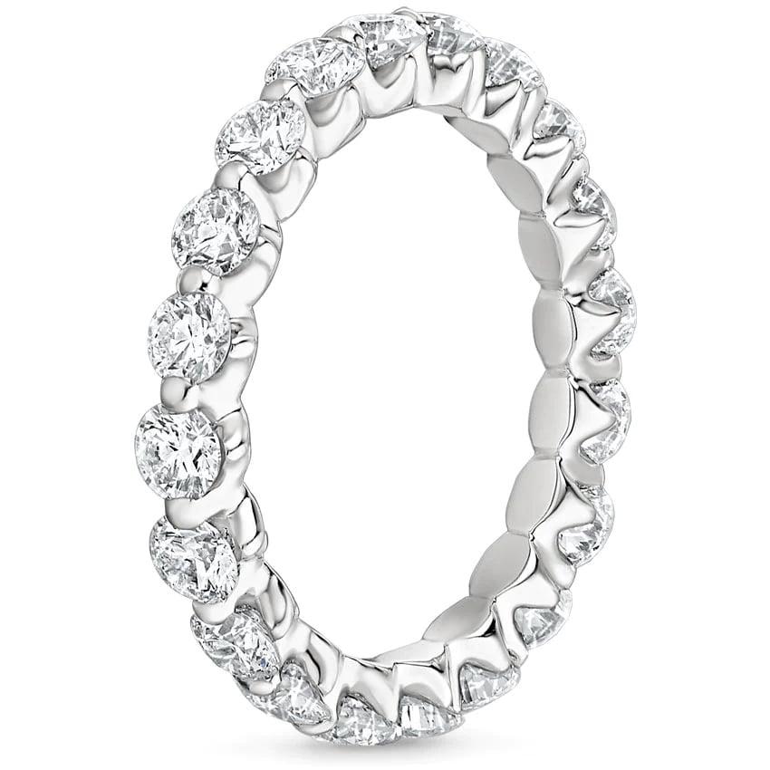 For Sale:  Round Diamond Eternity Shared 18K Gold Prong Ring 2