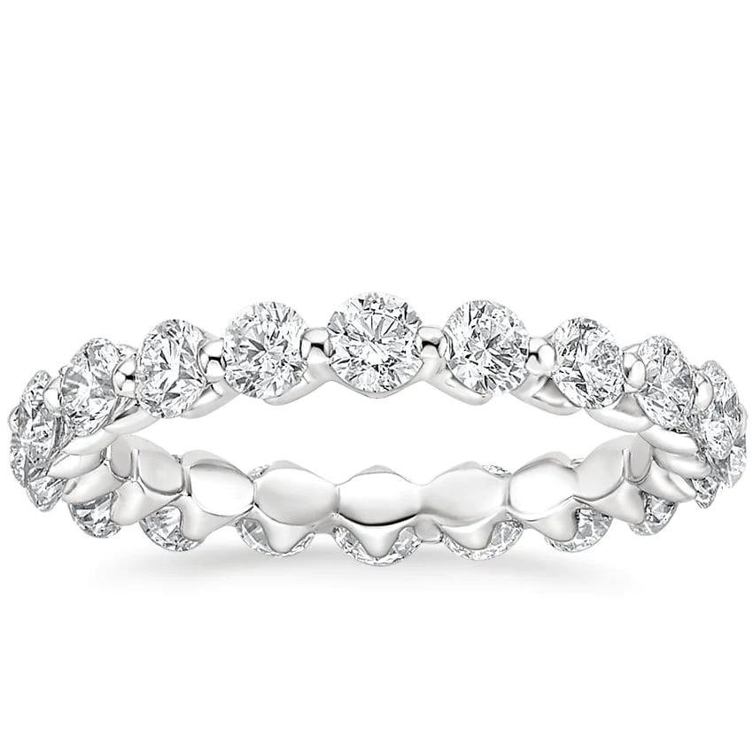 For Sale:  Round Diamond Eternity Shared 18K Gold Prong Ring 3